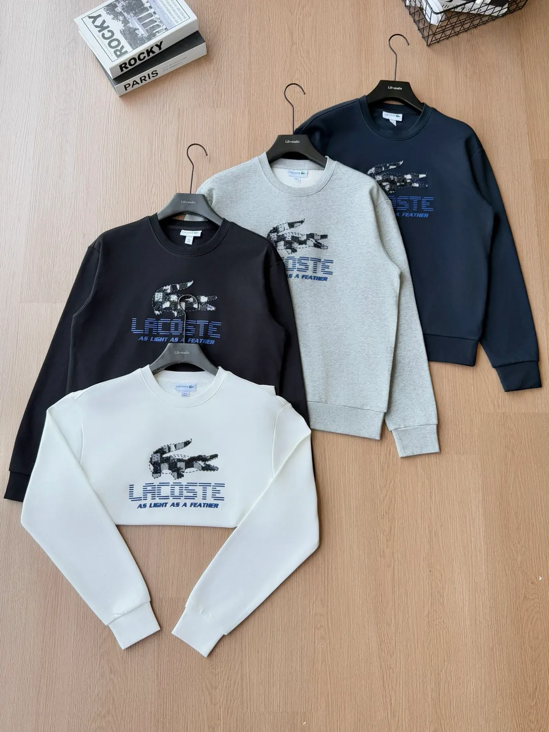 P 120LACOSTE. 2026 Autumn New Product Counter Same Style Printed Cotton Round Neck Sweater 360g Pure Cotton Terry M.L.XL 2XL LA-W 3060